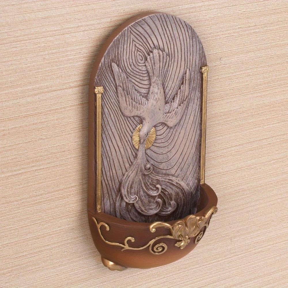 The Trinity Dove Holy Spirit Holy Water Font Wall Plaque Resin Religious For Home Decor And First Communion