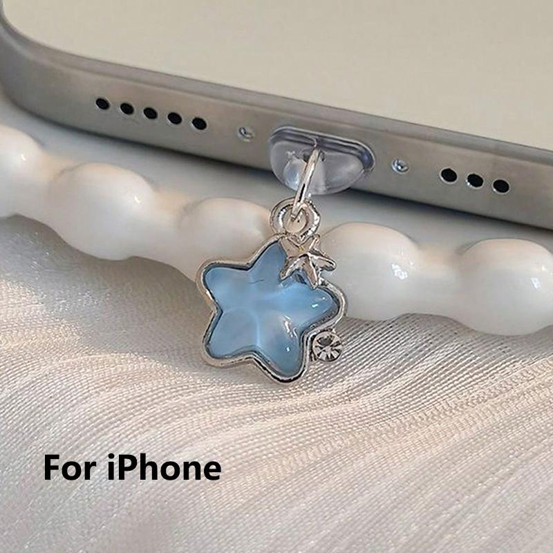 Cute Diamond Star Shaped Phone Anti Dust Plugs Charging Port Protector Stopper Cap Covers For iPhone Micro USB Jack Type C Plugs