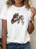 Women's Crew Neck Short Sleeve T-Shirt, Western Style Cowboy Hat With Bow Pattern Graphic Print, Casual Outfit, Nice Holiday Gift For Western Style