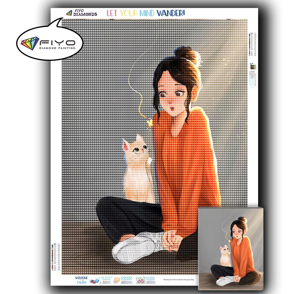 Diamond Painting Full Drill Square Anime Girl Diamond Embroidery Cross Stitch Portrait Mosaic Kitchen Needlework Home Decor