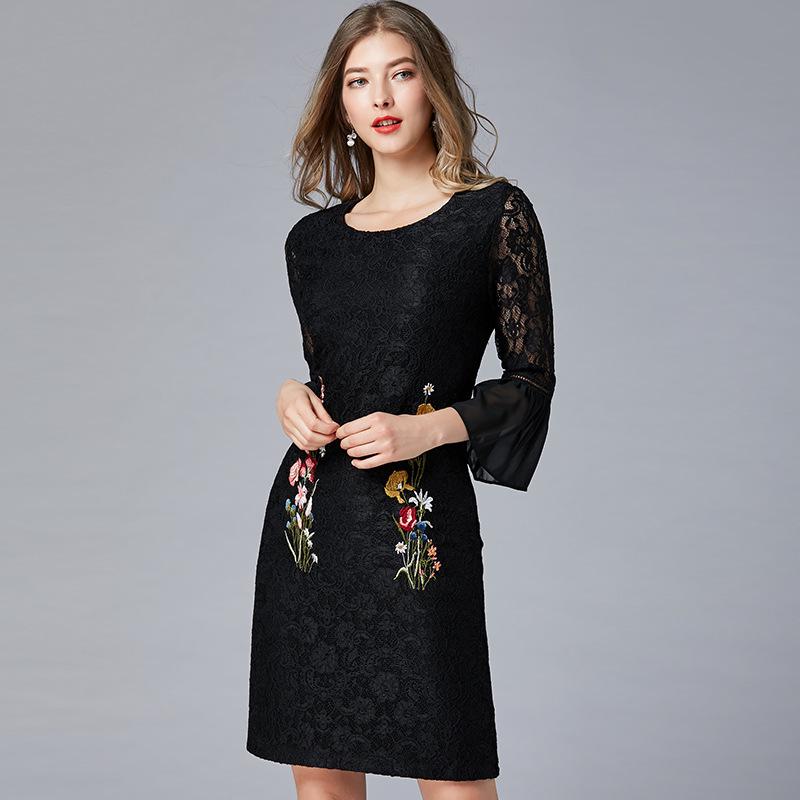 Non-Returnable Embroidered European & American Palace Style Lace Dress, Hip-Wrapped Design, Plus Size Women's Elegant Skirt