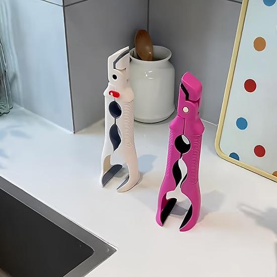 Зажим для миски против ожогов 3-в-1, термостойкие кухонные щипцы со встроенной открывалкой для банок, многоугольные щипцы-захват для горячей тарелки