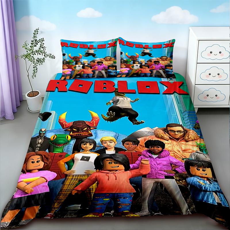 Подарки для детей Roblox Пододеяльник Мультяшный Комплект постельного белья Roblox Дышащий Удобный Пододеяльник Для декора спальни Общежитие
