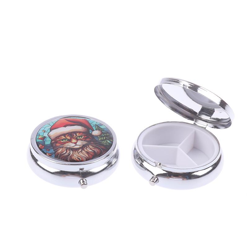 1 шт., круглая таблетка в виде листа стрекозы, 3 отделения, мини-декоративный карманный кошелек, портативный дорожный держатель для таблеток и витаминов Orga