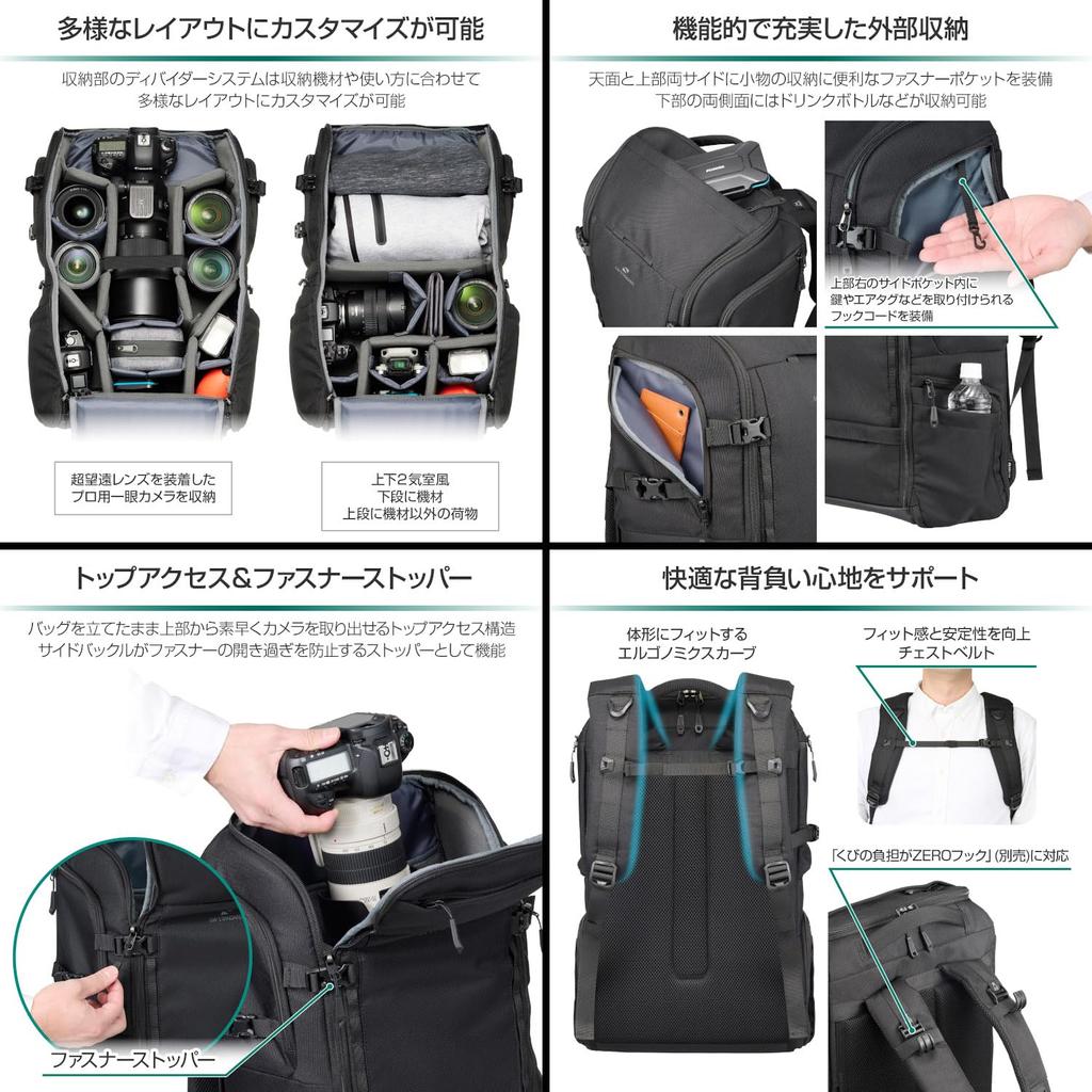HAKUBA Сумка для камеры Рюкзак Ridge 27 AZ Черный Легкий Вместительный Доступ с левой и правой стороны Рюкзак для камеры 4977187005110 GW-STANDARD