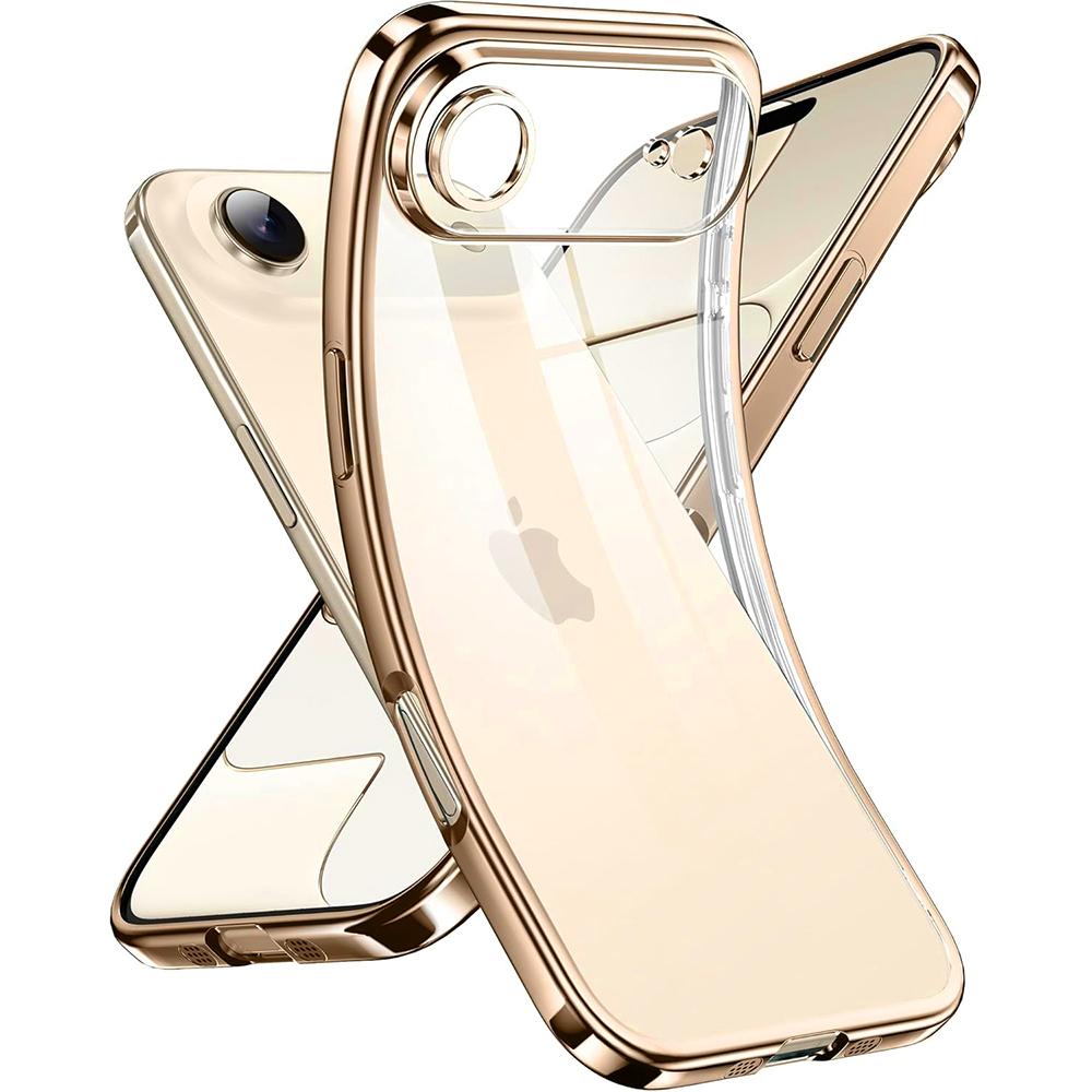 Роскошный Силиконовый Мягкий Чехол с Блестками и Покрытием для iPhone 17 Air 16 16E 15 14 13 Pro Max Plus Прозрачный Чехол Ударопрочный TPU Оболочка