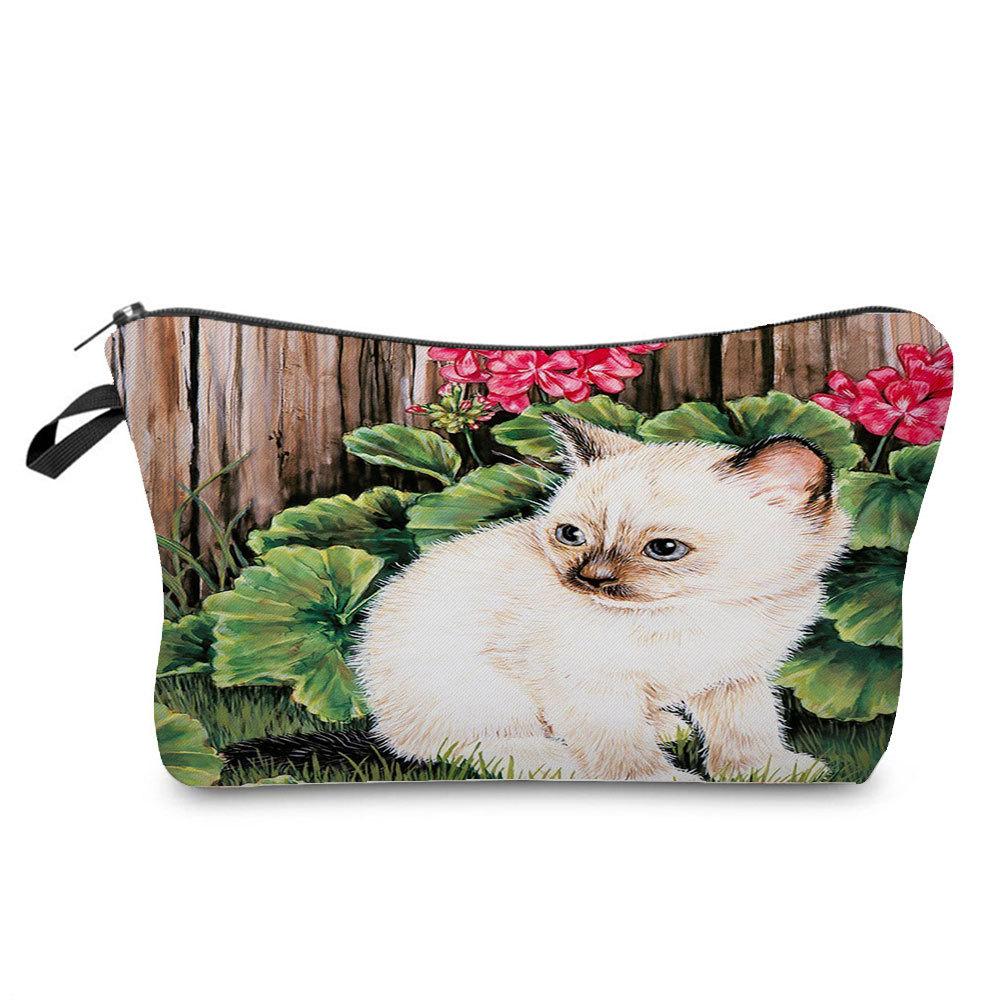 Женская косметичка с принтом кошки, органайзер для туалетных принадлежностей, дорожный чехол для хранения 6429