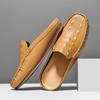 Half Shoes for Men Mules Luxury Designer Man Slides Slip on Flats Men Driving Shoes Leather Semi-Drag Loafers Slippers Hombres