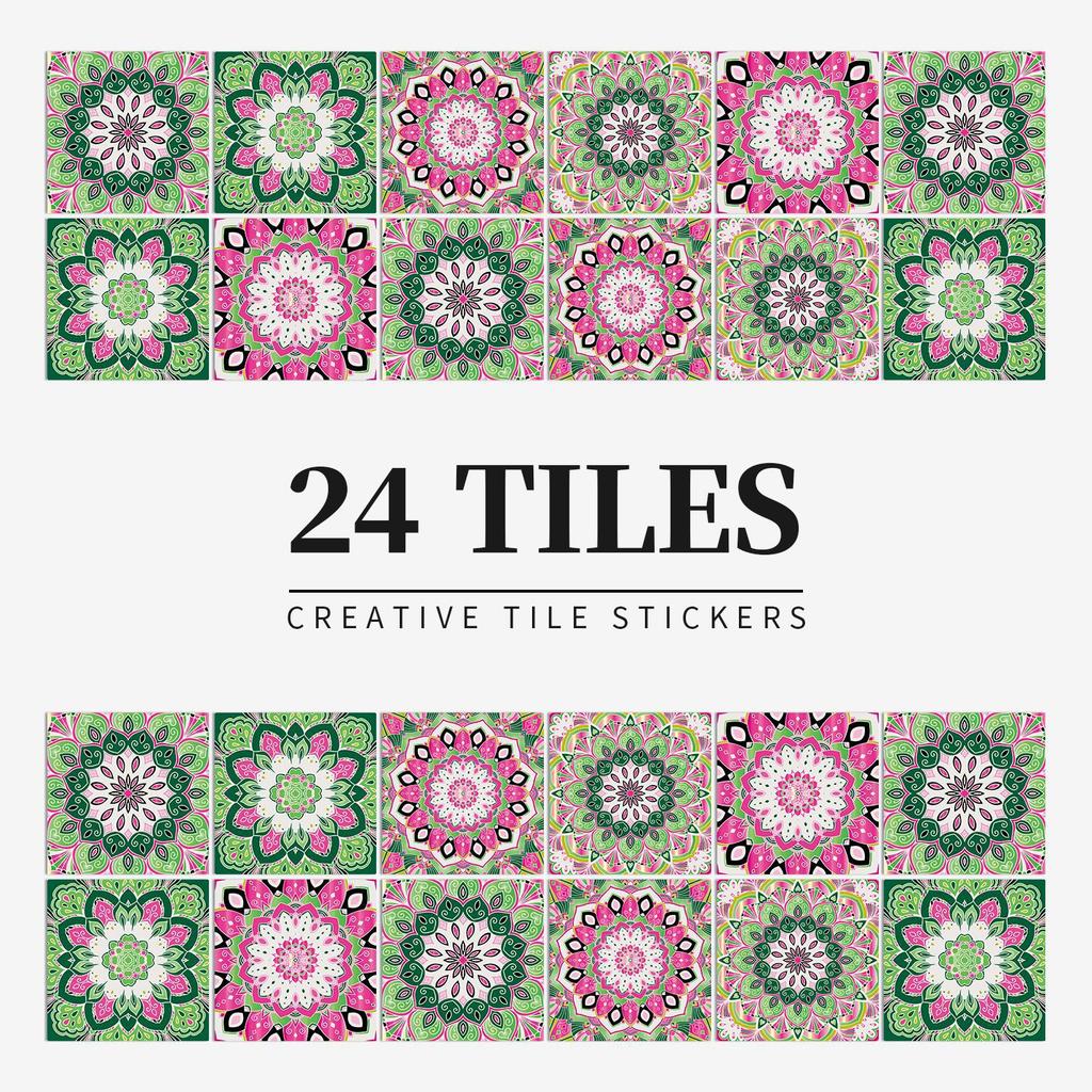 24 Pieces European Pattern Self-Adhesive Tile Sticker Waterproof And Oil-Proof Kitchen Bathroom Wall Decoration Matte Film Pvc Wall Sticker