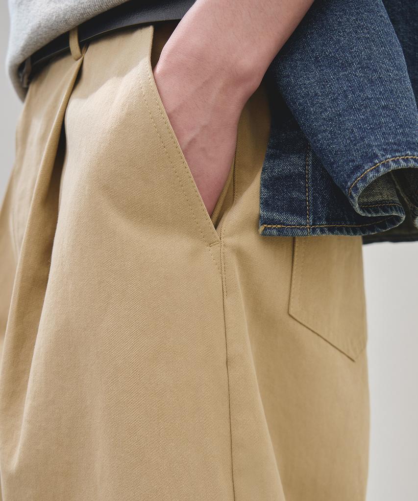 ROTEMBER Refined Bermuda Wide Chino Pants [Beige]