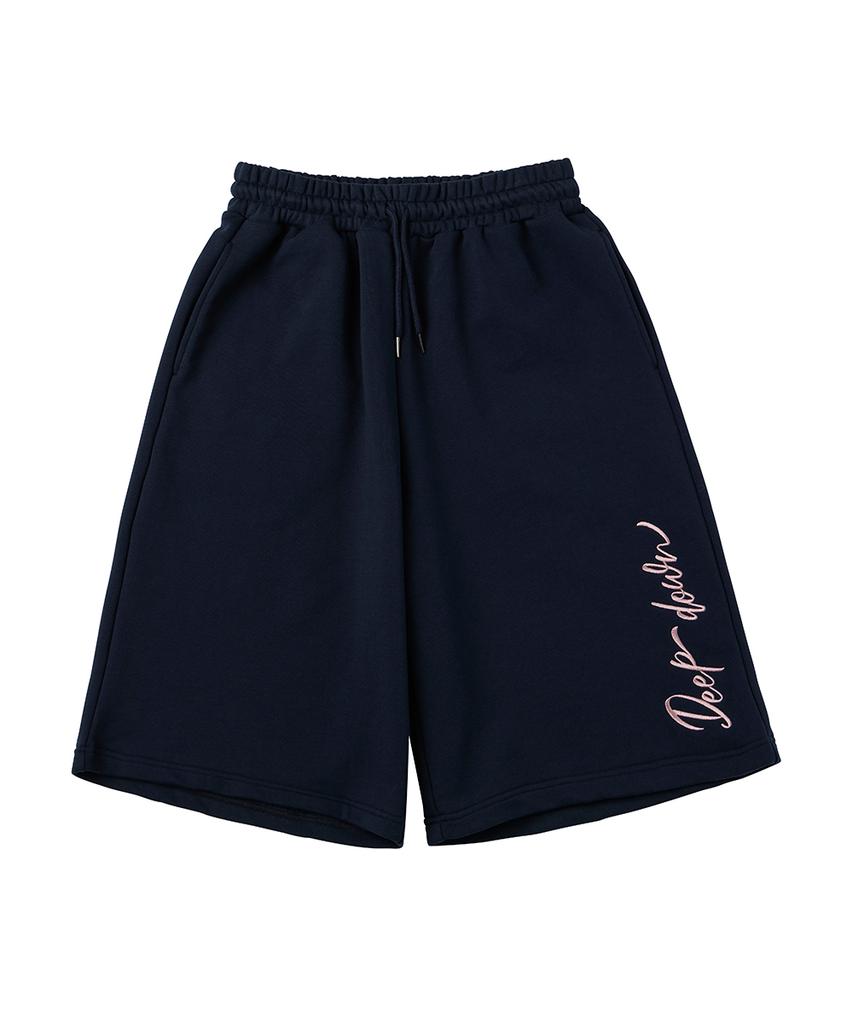 DANGLEDROP Dgdp Side Lettering Sweatshirt Bermuda Pants Navy
