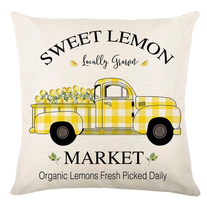 Pillow Cover Nordic Ins Pillow Summer Yellow Lemon Square Print Pillow Cover Cushion