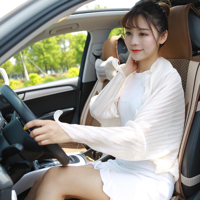 Плиссированная шифоновая шаль с оборками и рукавами для женщин - Летний шарф для велоспорта и вождения