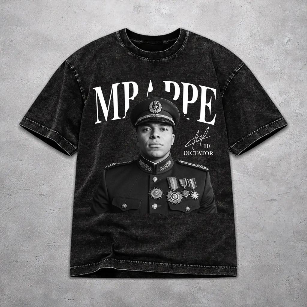Km Mbappes Dictador Meme Washed T Shirt Novelty Harajuku Men Women Hiphop Tshirts Short Sleeve