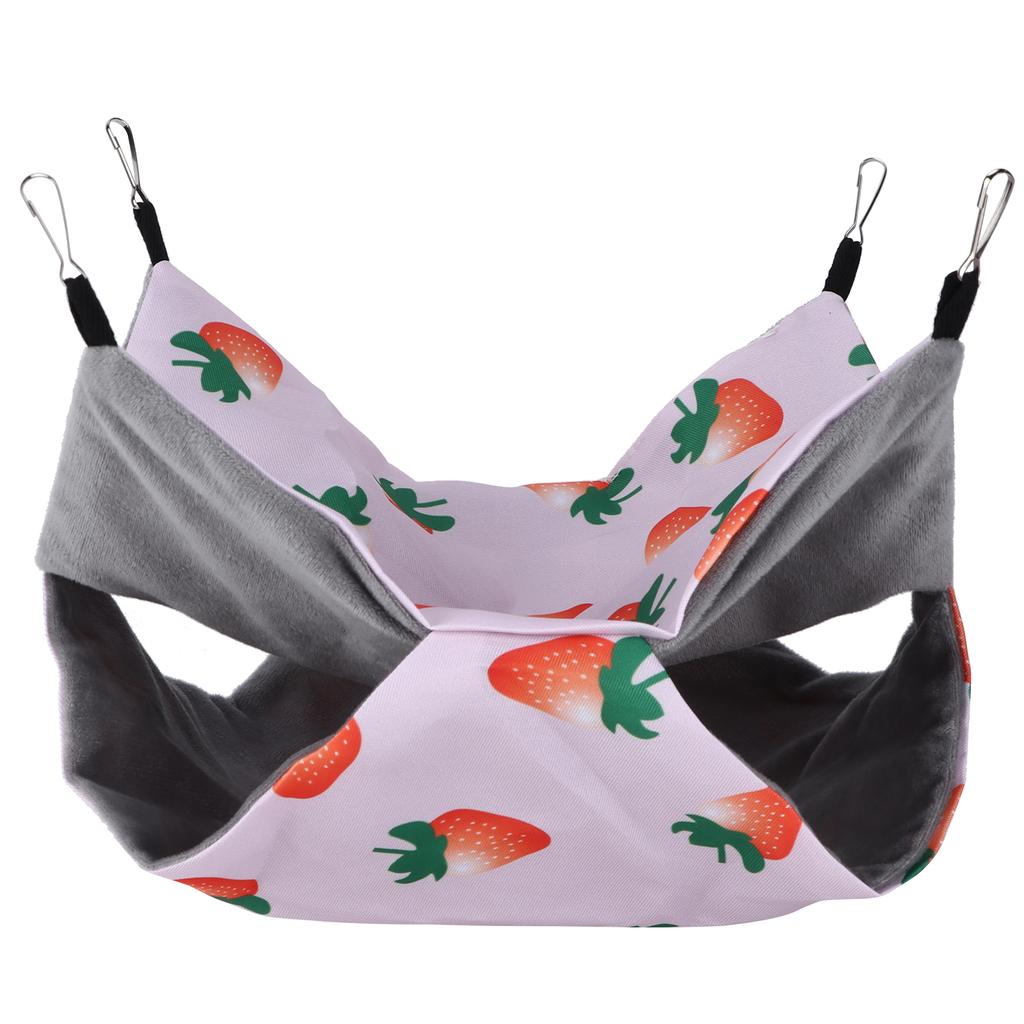 Pet Hamster Hanging Hammock Summer Double Sided Hammock Suitable for Parrots Rabbits Mice SquirrelsS Strawberry