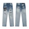 M44 Men's and Women's American Style Trendy Jeans with Fabric Patches, Holes, Embroidery, Casual and Fashionable High Street Pants