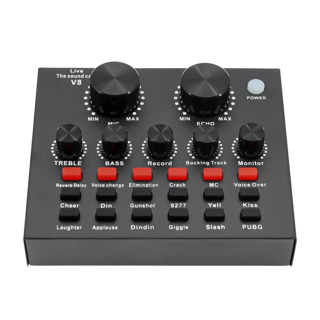 Звуковая карта V8 USB DJ-оборудование Звуковые карты Аудиомикшер Для телефона Компьютера ПК Веб-трансляции Live Внешняя Запись Караоке
