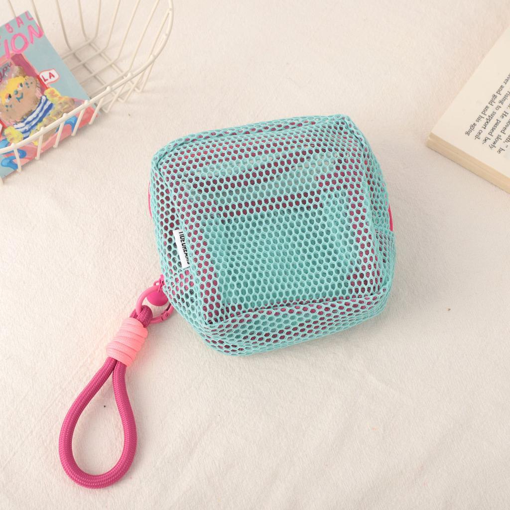 Small Capacity Key Bags Transparent Cosmetic Bag Square Mesh Storage Pouch Mini Zipper Coin Purse Mini Wash Bag Stationery Case