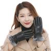 Gloves Autumn and Winter Women's Touch Screen Simulation PU Leather Plus Velvet Thickened Outdoor Riding and Driving Motorcycle Gloves