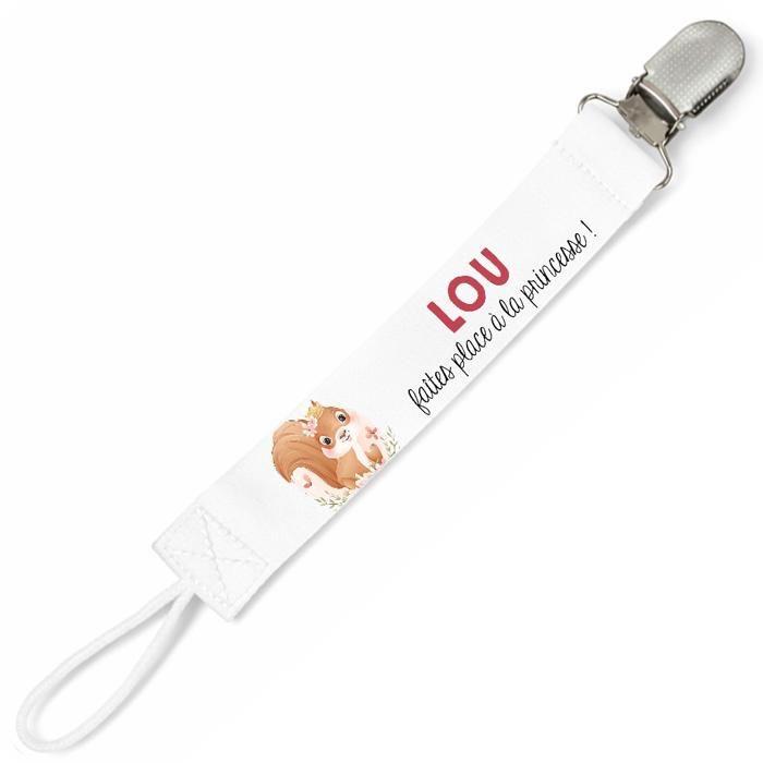 Planetee Attache tétine pour prénom LOU faites place a la princesse | Attache sucette cadeau naissance