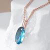 Большой овальный голубой циркон кулон ожерелье золотая цепочка булавка 50 см женская мода бижутерия