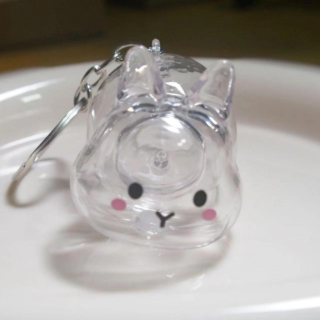 Funny Rabbit Shape Hair Storage Keepsakes Box Keychain Plastic Clear Pet Furs Collector Pendant Decors Pet Lover Gift