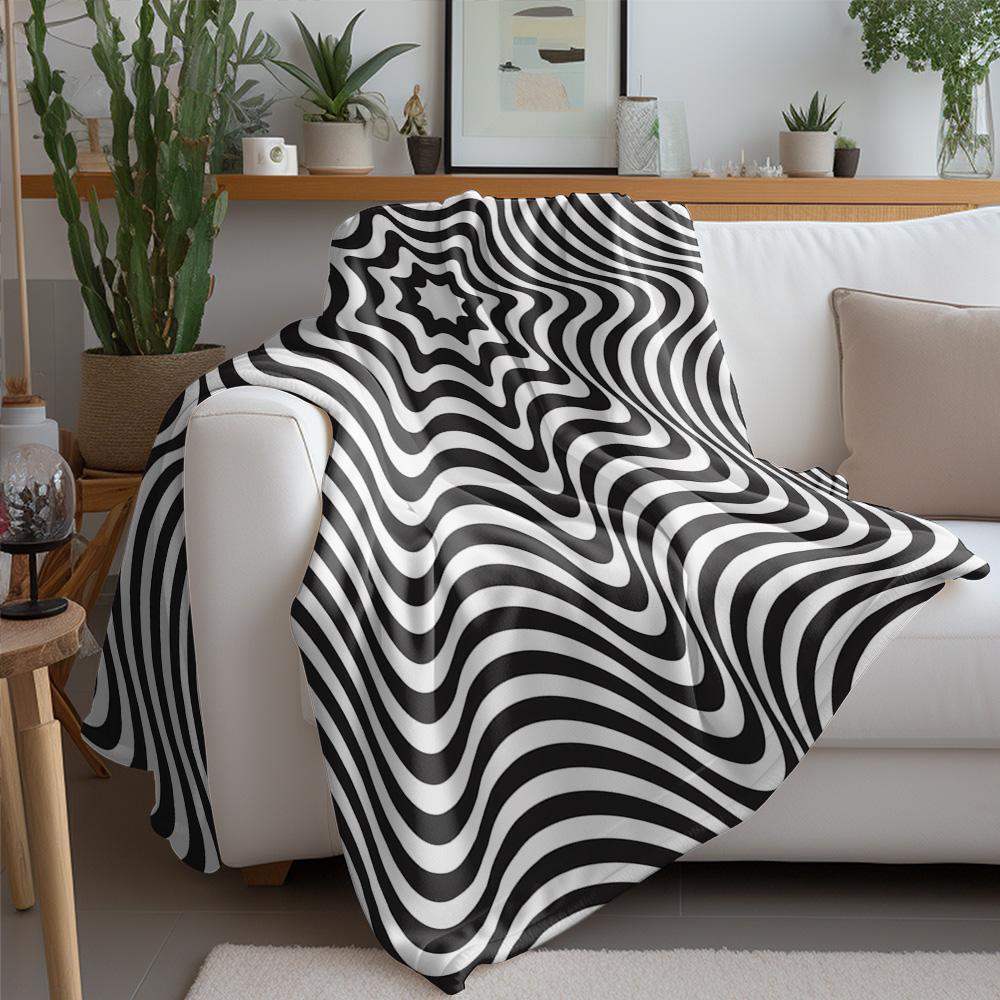 Psychedelic Optical Illusion Striped Blanket Abstract Wave Pattern Bedding Cool Teen Girl Gift Home Decor Fashion Throw Blanket
