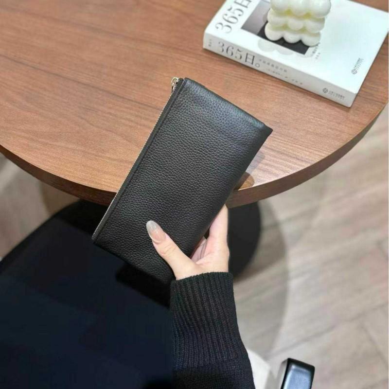 Slim Leather Card Holder Wallet Men Women Genuine Cowhide Minimalist Long RFID Blocking Lightweight Daily Use