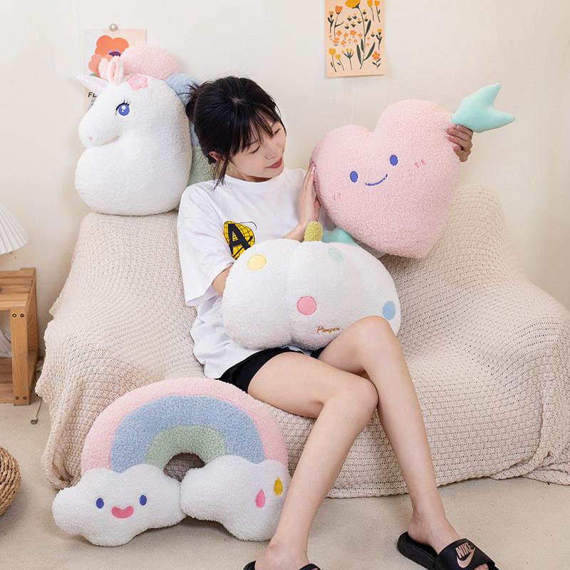 Unicorn Pumpkin Rainbow Pillow Plush Toy Back Cushion Bedroom Decoration Gift
