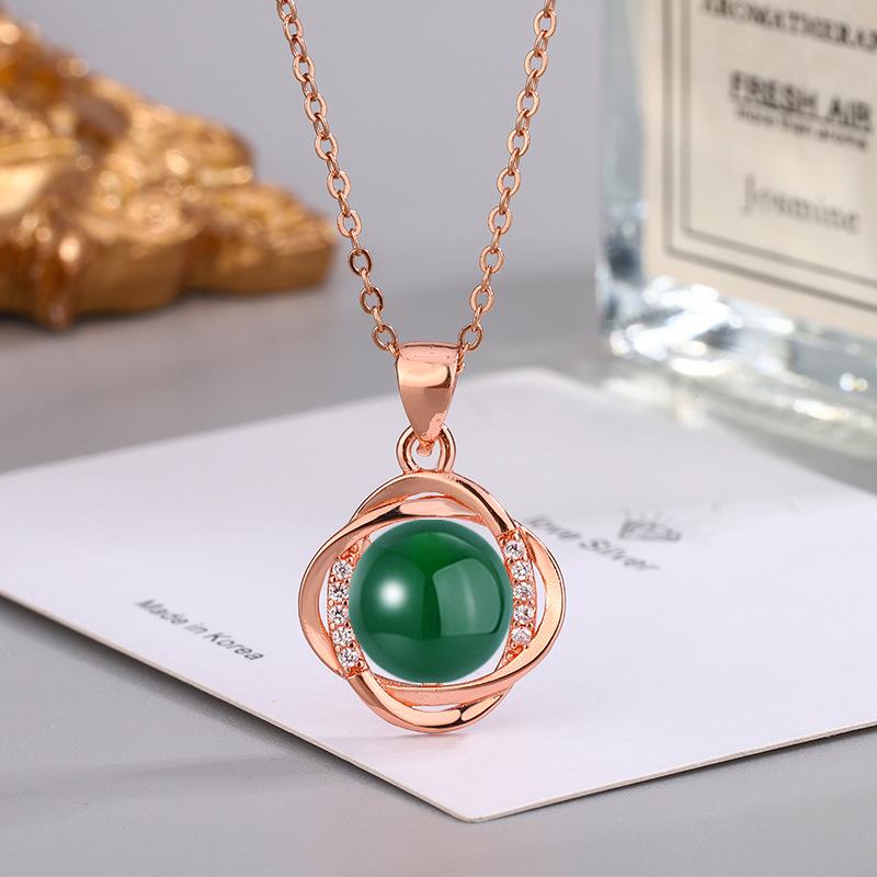 Этническое колье с подвеской из циркона и зеленого агата с желтым, красным, белым халцедоном для женщин