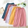2025 Summer New Couple 100% Cotton Crepe Cloth Pants Large Size Loose Home Pants Multicolor Cropped Pants Women's Shorts