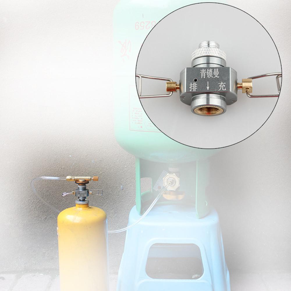 Переходник для заправки газа с клапаном заправки. Выпускной клапан. Переключатель канистры. Конвертер газового баллона.