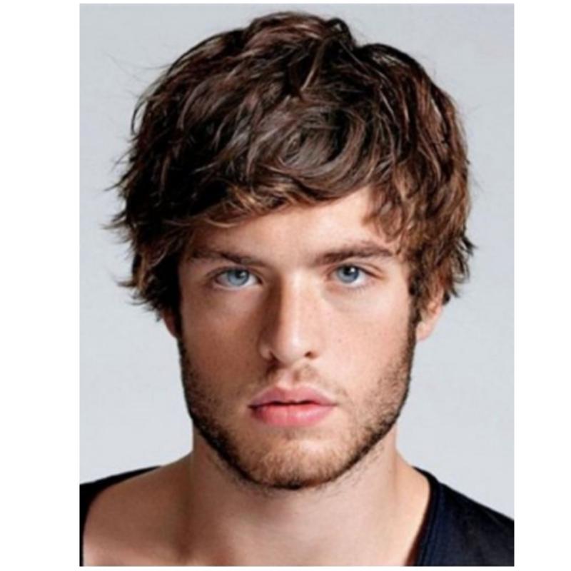 Мужской парик с градиентным цветом и боковым пробором для мужчин среднего и пожилого возраста, небольшой вьющийся парик с короткими волосами