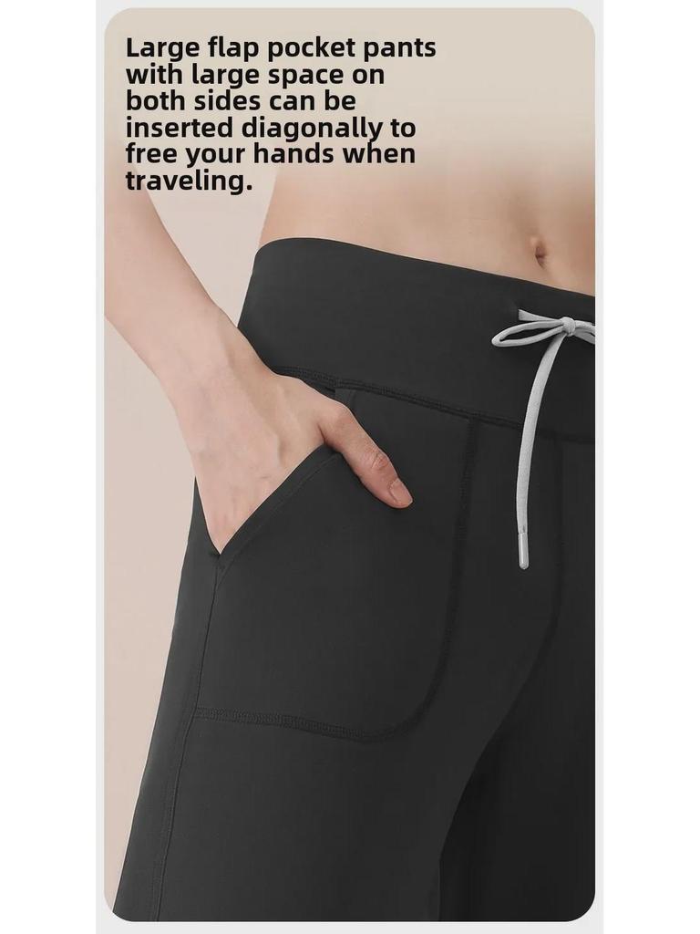 Juyitang осенняя мода женские бесшовные высокоэластичные широкие брюки со шнурком