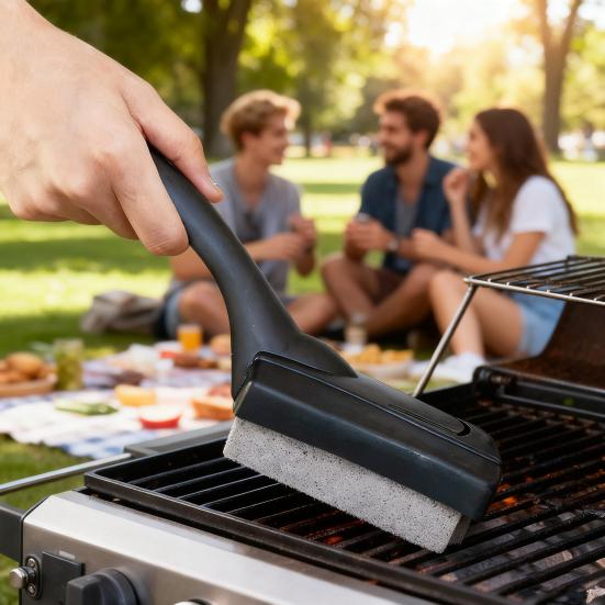 Набор чистящий камень и скребок для гриля Натуральная керамическая пемза Очиститель для гриля для решеток Плита Безопасно для духовки Не царапающие щетки для барбекю