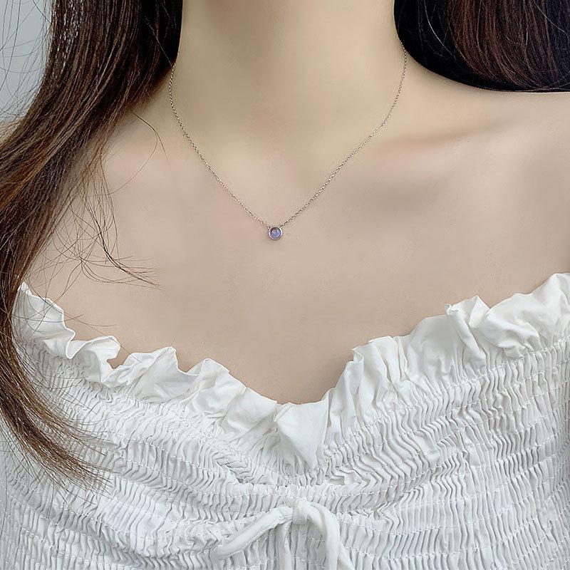 Синее круглое ожерелье Мечтательная милая девушка Нишевый дизайн Универсальная ключичная цепочка для женщин Модный