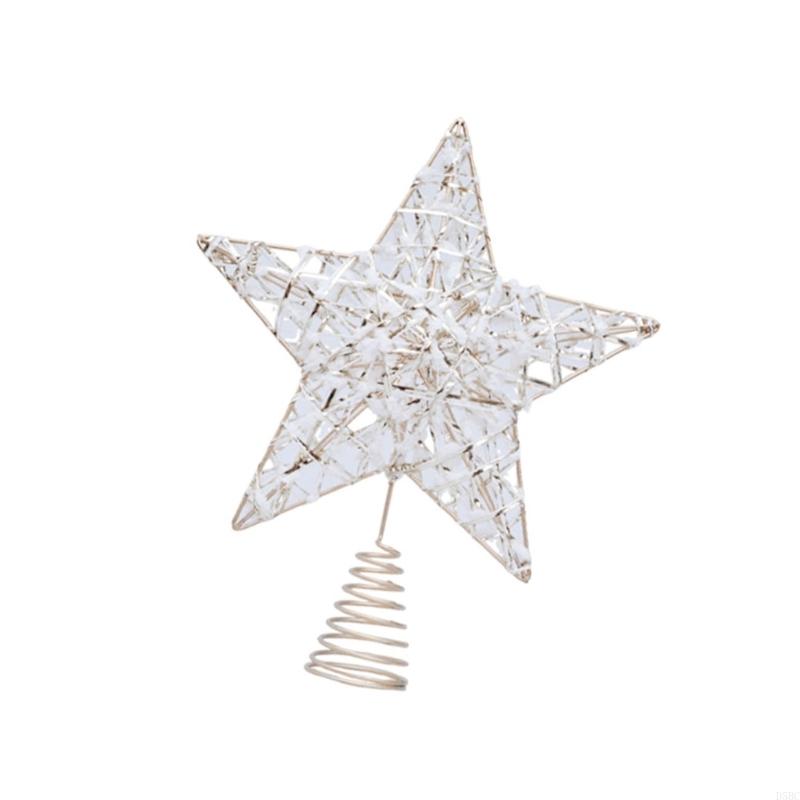 Classical Iron Star Tree Toppers With Plush Champagne Holiday Decoration