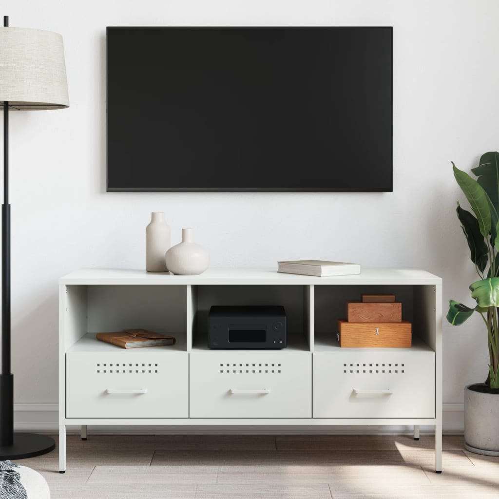 TV Stand White 100.5 x 39 x 50.5 cm Steel