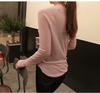 Hot Sale 2024 New Spring Summer Basic Tops Long Sleeve Loose Thin Sexy Blue T-shirt Women Fashion Solid Color Cotton Tee Femme