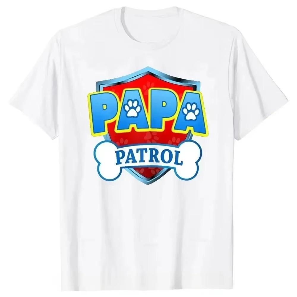 2024 Забавные футболки PAPA MAMA Patrol Dog Mom Dad из хлопка с графическим принтом в уличном стиле, подарки на день рождения, летняя футболка для мужчин и женщин, футболка