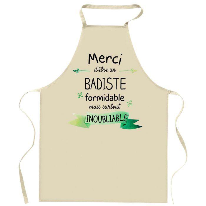 Planetee Tablier de cuisine Badiste Merci Inoubliable | Cadeau Original Homme Humour pour Cuisinier Vêtement Blouse de protection