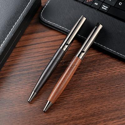 Металлическая ручка с текстурой под дерево Signature Pen Ручка-шар из палисандра Нейтральная ручка из черного дерева Подарочная Рекламная ручка Печать