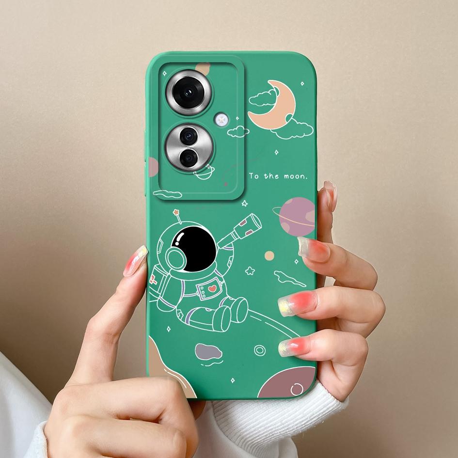 Чехол для OPPO A60 A59 Realme C65 12x Reno11 Pro, чехол для телефона с милым астронавтом-пилотом, противоударный, мягкий жидкий силикон, популярный чехол-бампер для OPPO