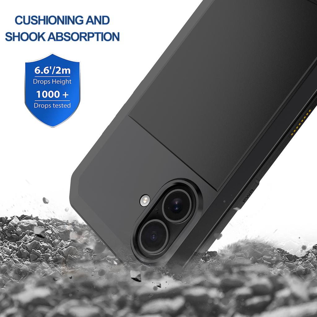 Screen Protector Metal Armor Case For iPhone 17 Air 17e 16e 15 14 13 12 11 Pro Max XS XR 8 7 Plus Heavy Duty Aluminum Shockproof