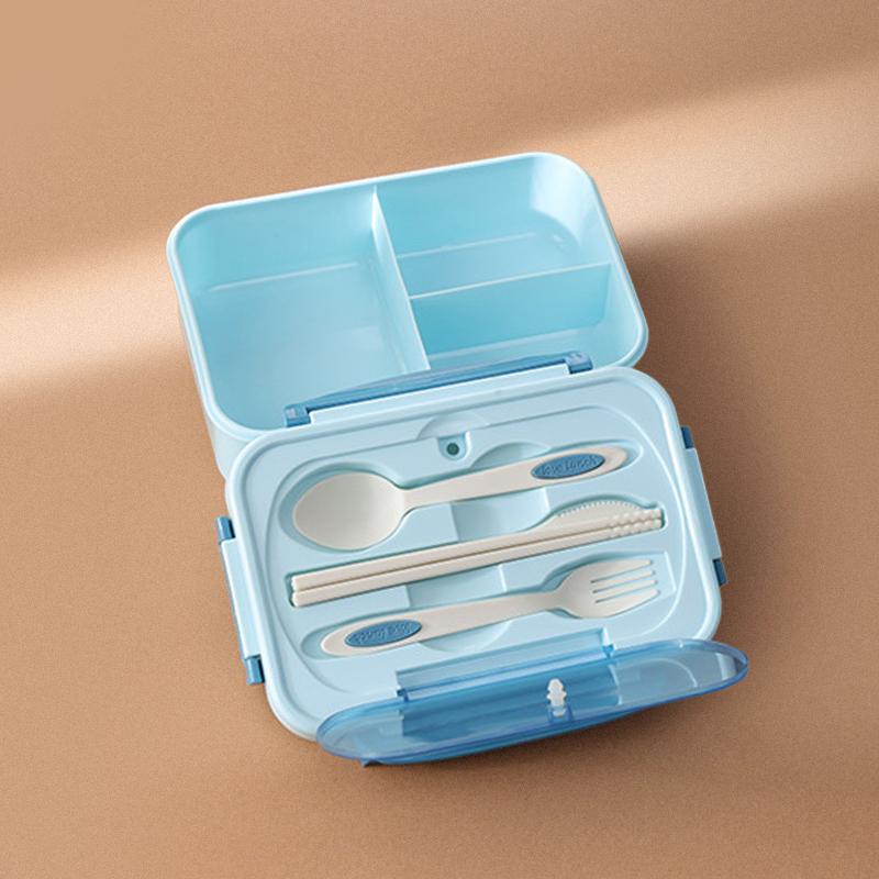 Double Layer Portable Lunch Box For Kids With Fork and Spoon Microwave Bento Boxes Dinnerware Set Food Storage Box Container