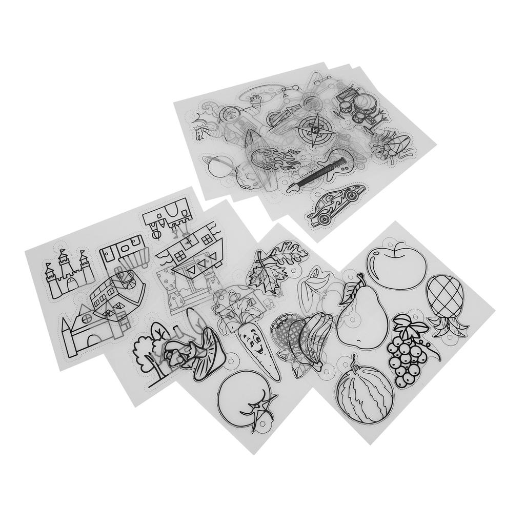 8Pcs Shrinky Dink Paper BOPS Wide Application Semitransparent Various Patterns Shrinky Dink Sheets
