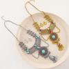 Bohemian Retro Alloy Rhinestone Turquoise Tassel Earrings & Necklace Set