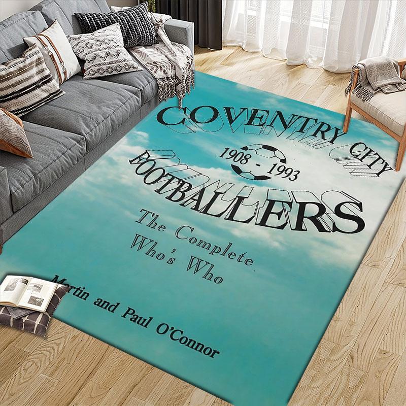 Coventry City logo Flannel Printed Carpet, Home Sofa Decoration for Living Room & Bedroom, Non‑Slip Play Flannel Floor Mat for Game Room