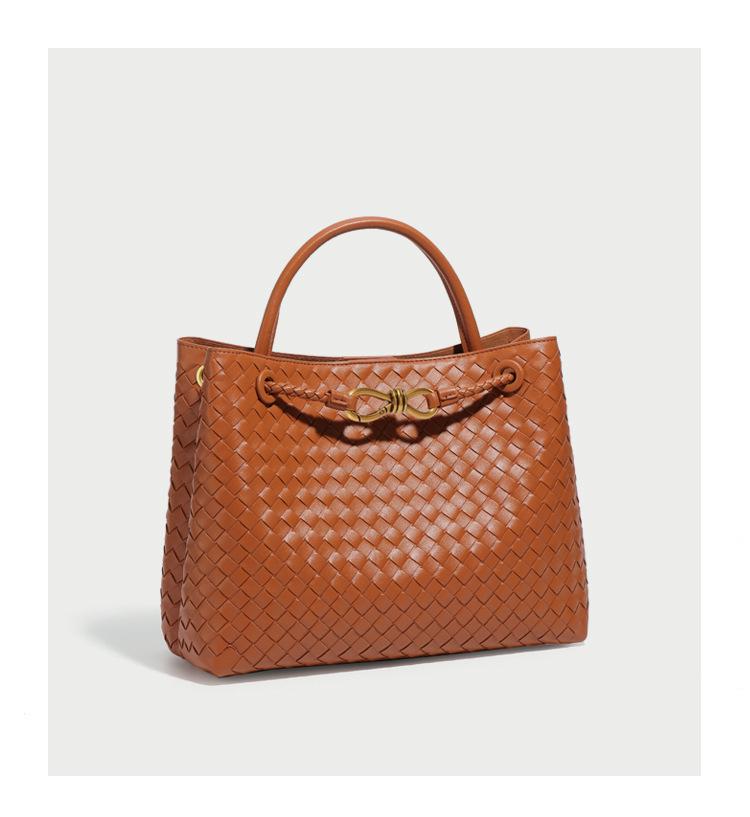 Винтажная плетеная сумка-тоут с металлической пряжкой - Универсальная сумка через плечо и кроссбоди