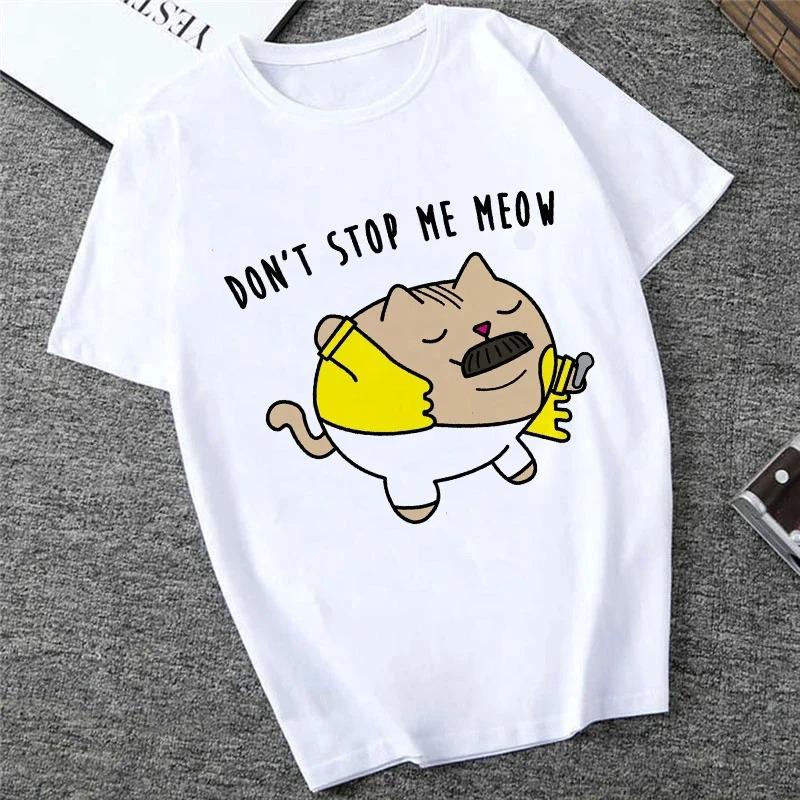 Футболка Freddie The Queen Белая Модная Женская Футболка Харадзюку Каваи Одежда С Коротким Рукавом Летняя Футболка Повседневный Женский Топ С Круглым Вырезом